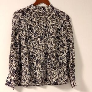 A piece apart floral Blouse with Blue Purple and White Pattern